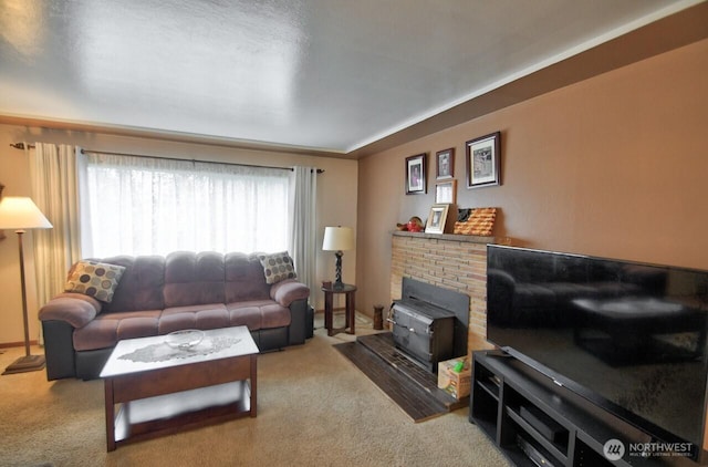 view of carpeted living area