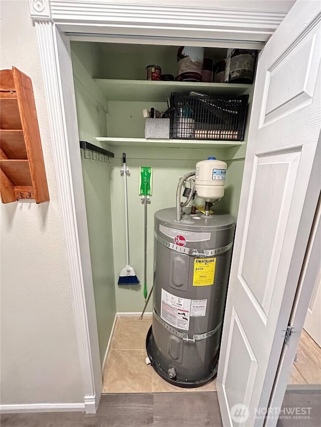 utility room with secured water heater