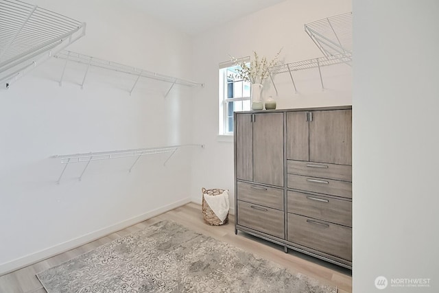 spacious closet with wood finished floors