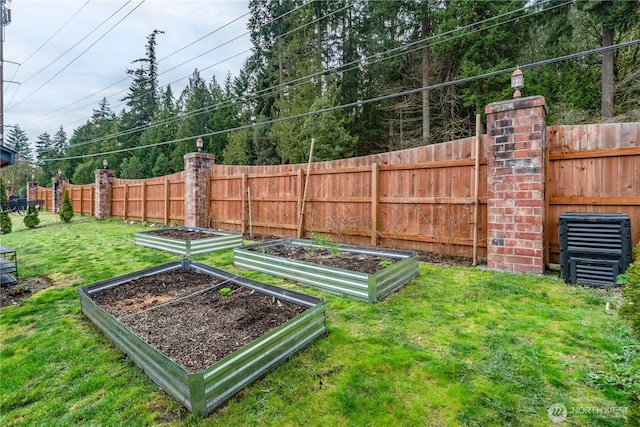 view of yard featuring a garden and fence