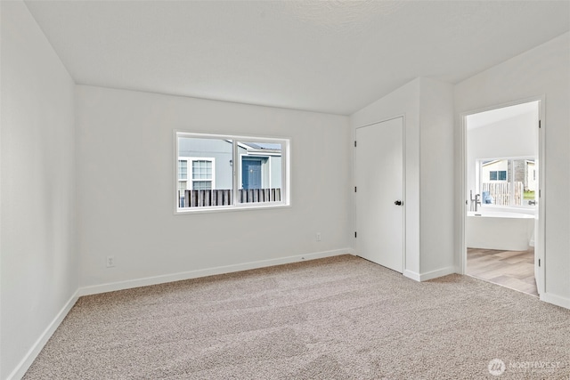 unfurnished room featuring plenty of natural light, baseboards, and carpet