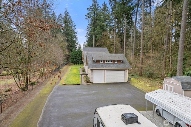 view of detached garage