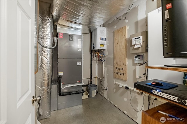 utility room featuring water heater