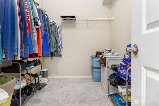 spacious closet with carpet flooring