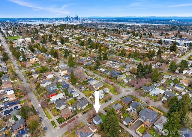 drone / aerial view featuring a residential view