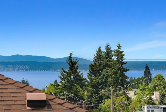 view of water feature with a mountain view