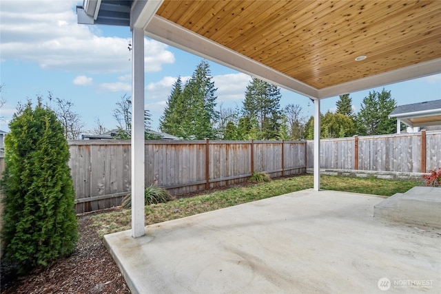 view of patio / terrace featuring a fenced backyard