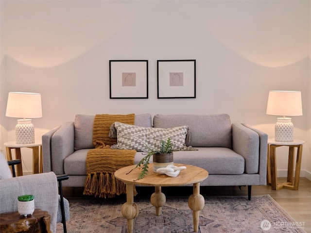 living room with light wood finished floors