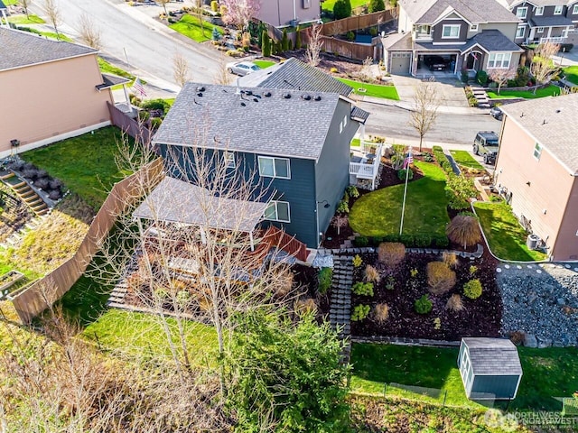 drone / aerial view with a residential view