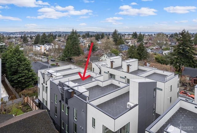 bird's eye view with a residential view