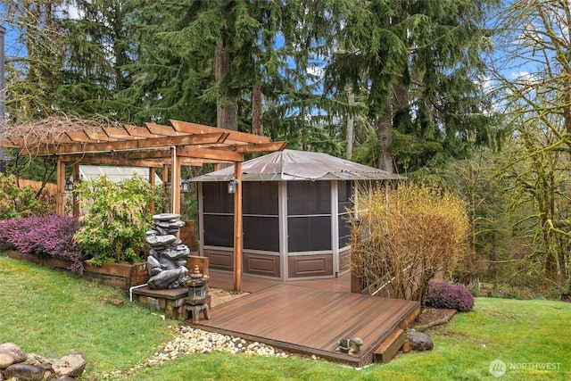 view of outbuilding with a pergola