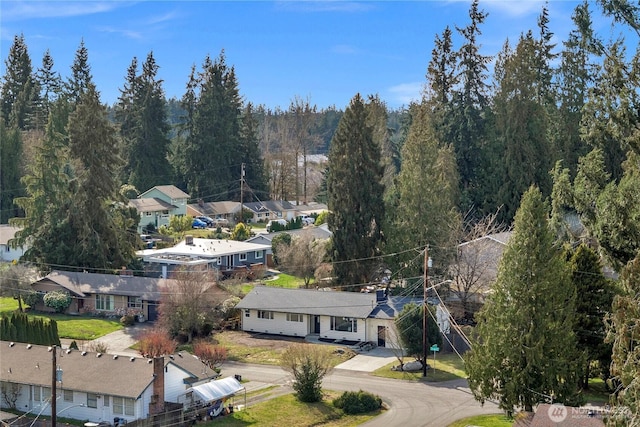 birds eye view of property with a residential view