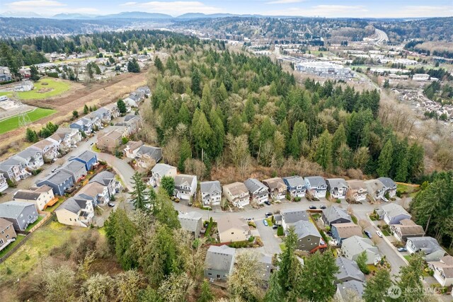 birds eye view of property with a residential view