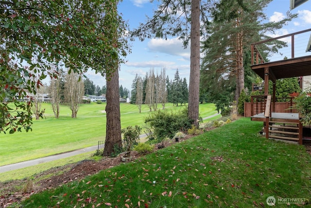 view of yard featuring a deck