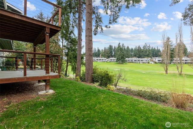 view of yard with a deck