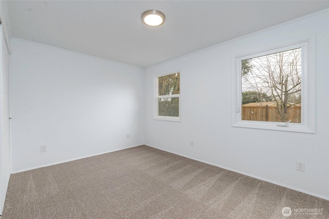 view of carpeted spare room