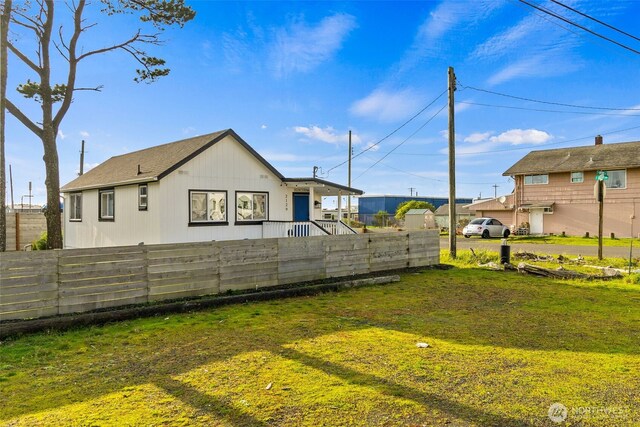 view of yard with a fenced front yard