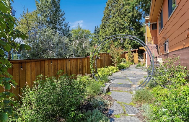 view of yard with fence