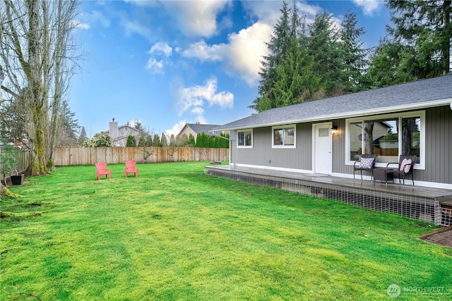 view of yard featuring a fenced backyard