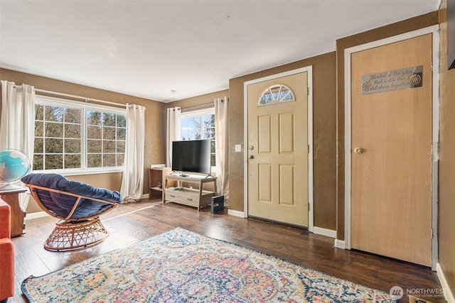 interior space featuring baseboards and hardwood / wood-style floors