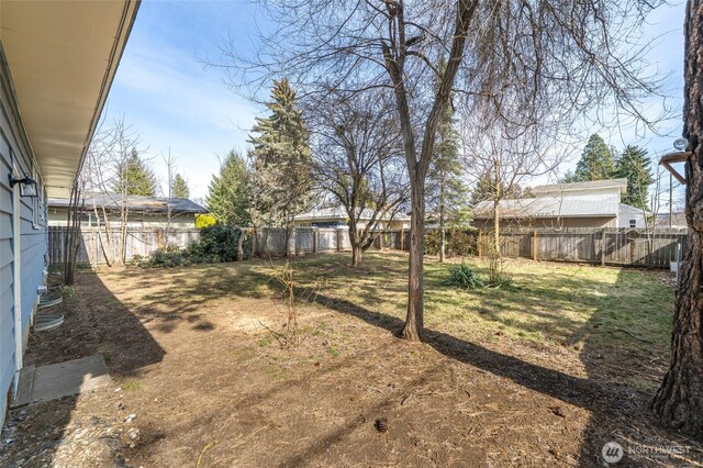 view of yard with a fenced backyard