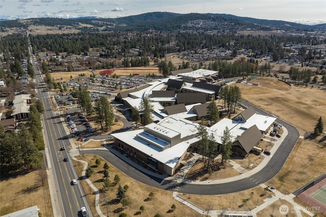 bird's eye view with a mountain view