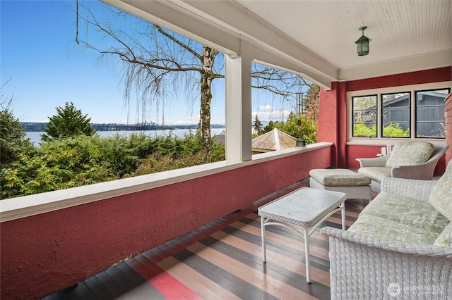 balcony with a water view