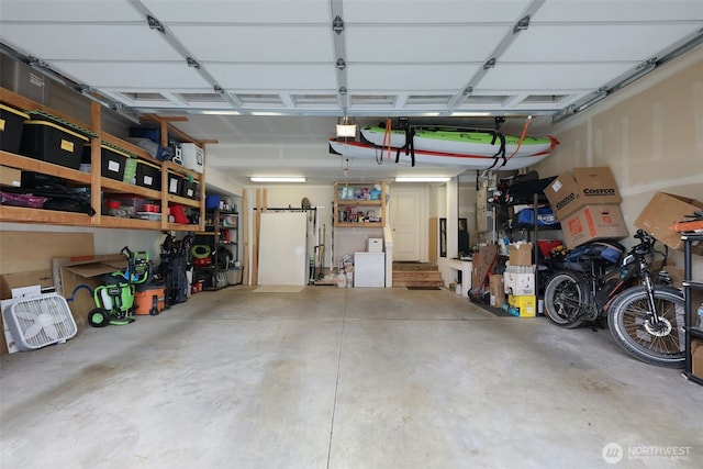 garage with a garage door opener