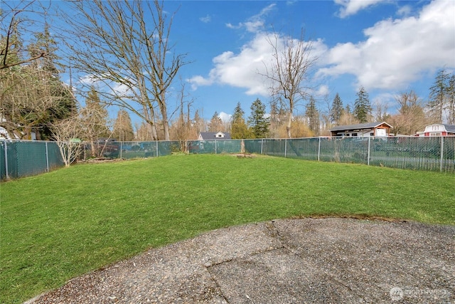 view of yard featuring a fenced backyard