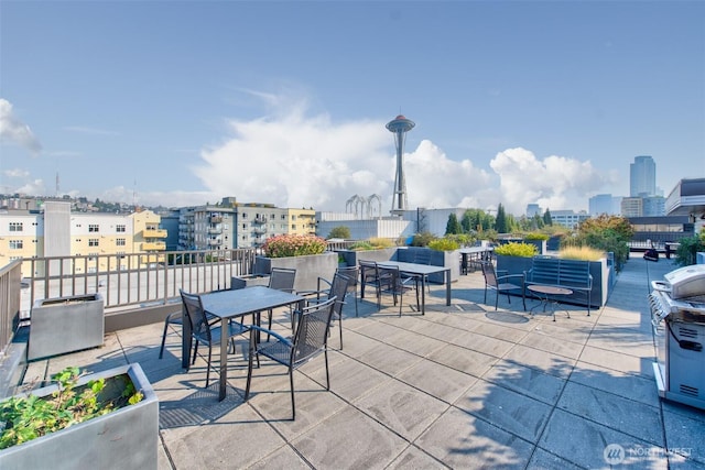 view of patio featuring a city view