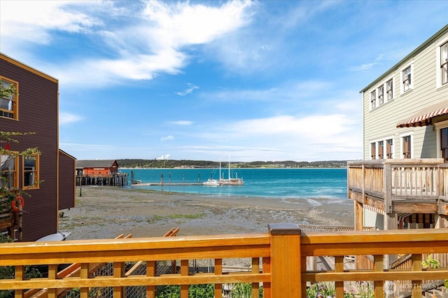 property view of water featuring a view of the beach