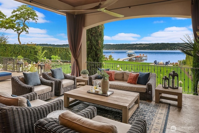 253 E Lake Sammamish Pkwy SE, Sammamish, WA 98074 - view of patio featuring a water view and an outdoor hangout area