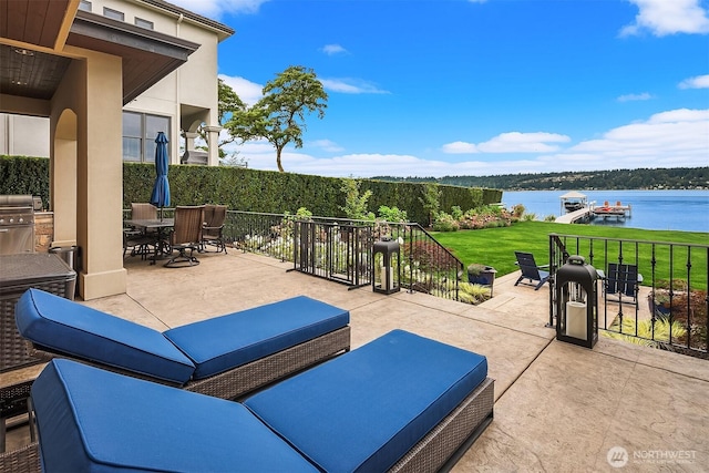 253 E Lake Sammamish Pkwy SE, Sammamish, WA 98074 - view of patio / terrace with a water view, a grill, and outdoor dining area