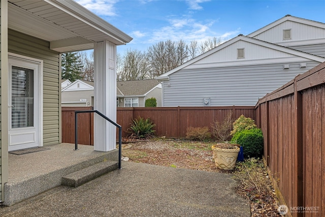 view of patio featuring a fenced backyard