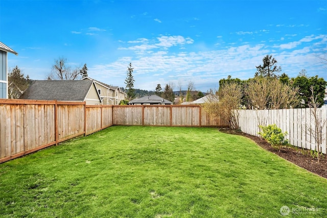 view of yard featuring a fenced backyard