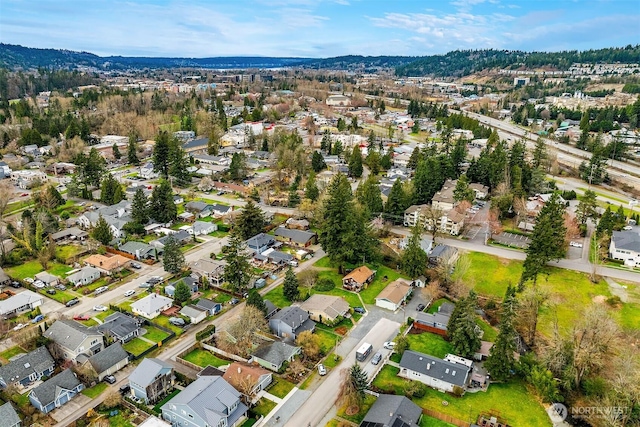 drone / aerial view with a residential view