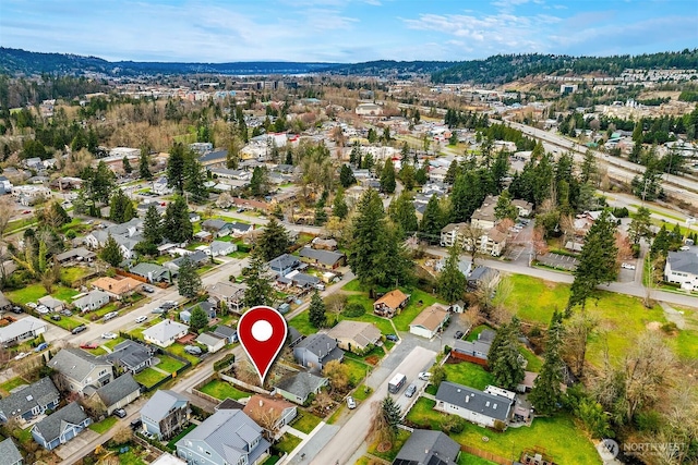 drone / aerial view with a residential view