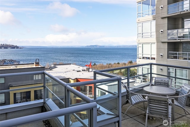 balcony with a water view