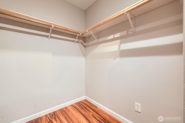 spacious closet with light wood-style flooring