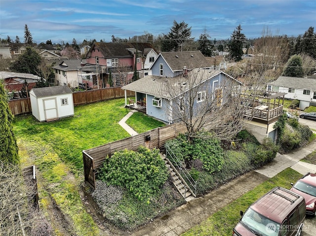 bird's eye view with a residential view