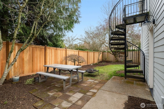 view of patio with a fenced backyard