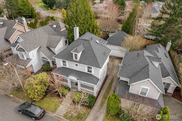 bird's eye view with a residential view