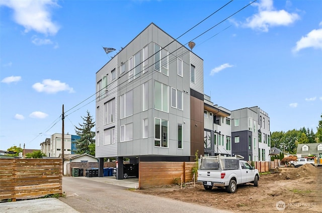 view of building exterior featuring a residential view