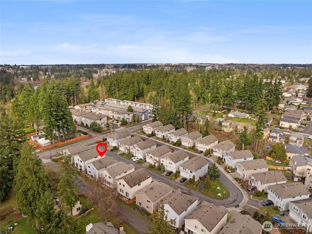 bird's eye view with a residential view