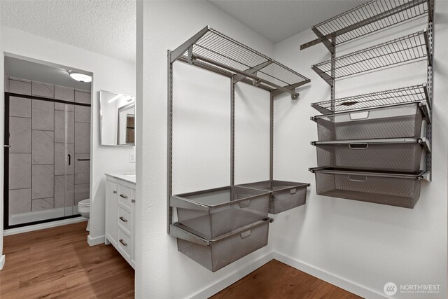 spacious closet featuring wood finished floors