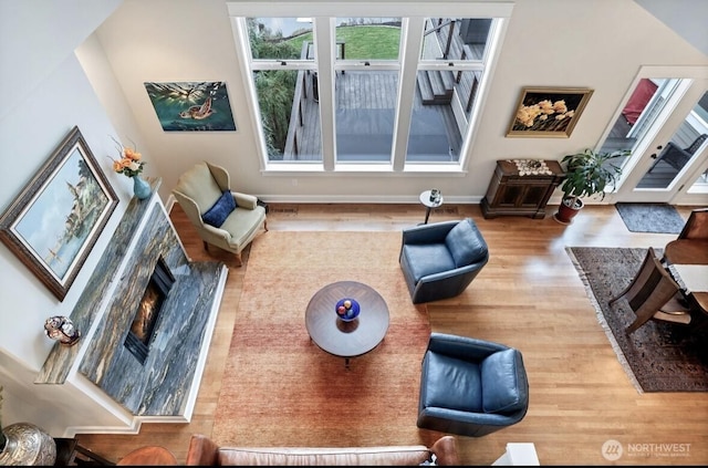 living area featuring wood finished floors