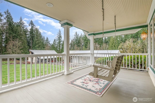 view of patio featuring a wooden deck