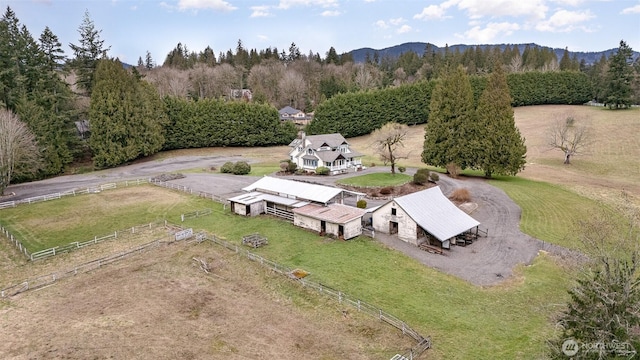 bird's eye view with a rural view and a mountain view