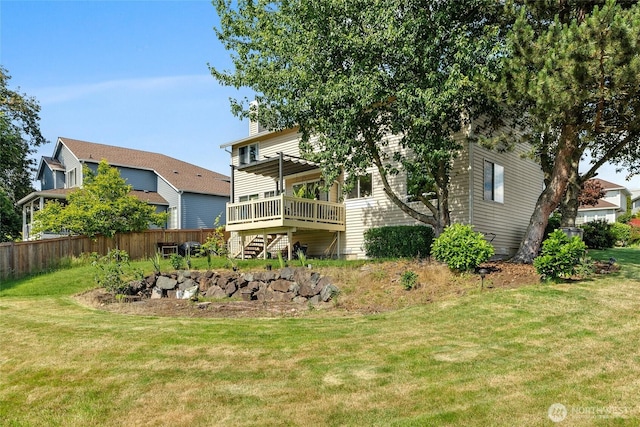 19013 112th Pl SE, Renton, WA 98055 - back of property with a wooden deck and stairway