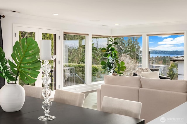 sunroom featuring visible vents